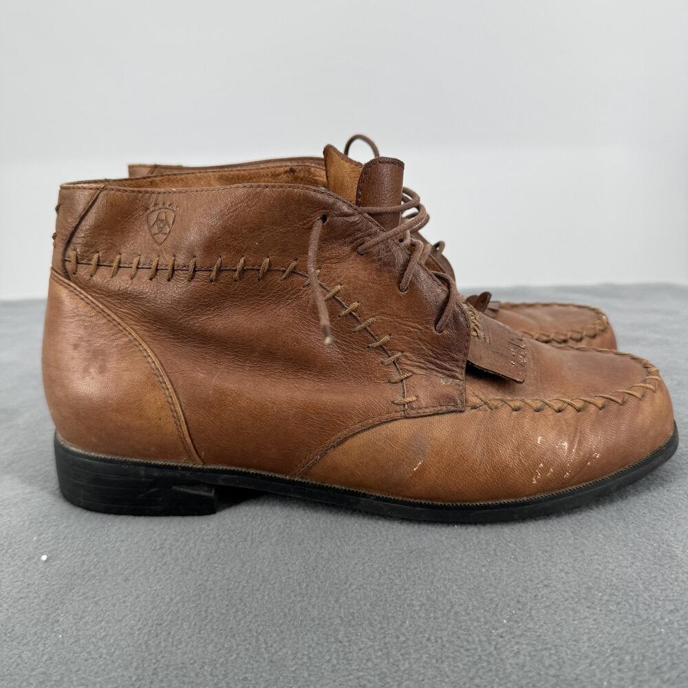 Ariat Leather Kiltie Chukka Ankle Boots Womens 9B Brown Lace Up‎ Fringe